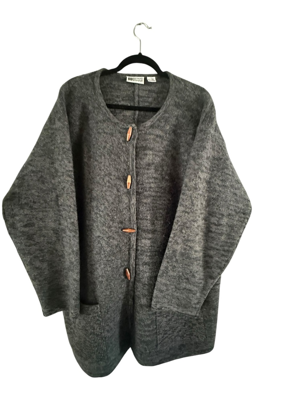 Russ Charcoal Gray Toggle Cardigan Sweater